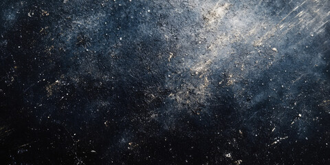 Abstract cosmic texture of dark grunge metallic surface with light patterns