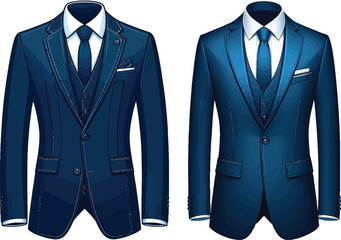 Blue color man tailored suit on white background Business suit business mens suit man in suit.