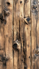 Weathered vertical wood planks with knots and dark discoloration