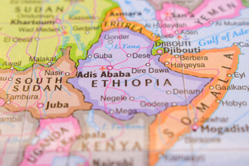Ethopia  On The World Map-Geo Political Map