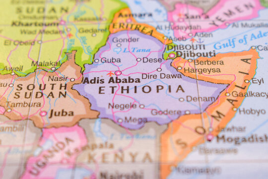 Ethopia  On The World Map-Geo Political Map