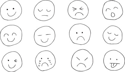 Set of face expressions with different emotions. Vector illustration isolated on white background