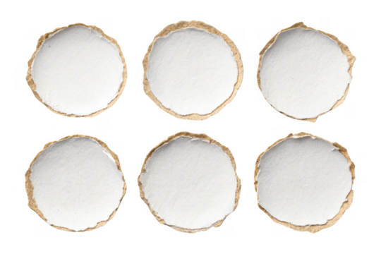 Torn paper circles with rough edges, perfect for creative designs and crafts