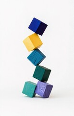 Naklejka premium A cascade of colorful geometric cubes creates a vivid and dynamic abstract composition