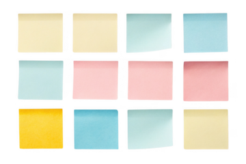 Colorful sticky notes arranged in grid, ideal for organization and reminders
