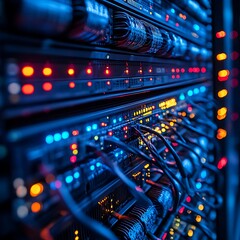 Naklejka premium High-tech illuminated data server hig Images