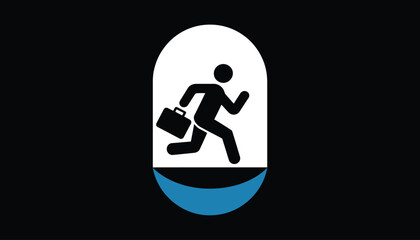 Businessman Running Icon - Corporate, Urgency, and Work Stress Symbol Vector.