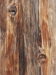 Fototapeta premium A weathered wooden surface with knots and visible grain details