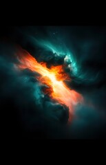 Fototapeta premium Cosmic explosion of color outer space abstract art digital creation aesthetic viewpoint vibrant 