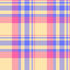 Front tartan pattern texture, stylish seamless background fabric. Trend plaid textile vector check in amber and blue colors.