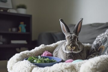 a rescued rabbit is relaxing