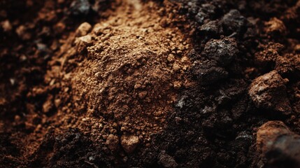 A Close-Up View of Rich Brown Soil Texture, Showing the Contrast Between Dark and Lighter Shades of Earth