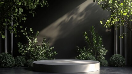 Luxury Studio Podium with Natural Light Elegant Product Display Background.