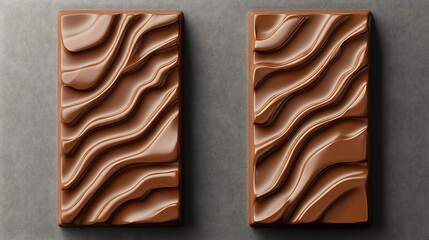 Two chocolate bars with wavy shapes