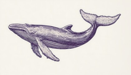 Fototapeta premium An artistic illustration of a large whale swimming in the ocean