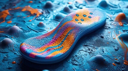 Colorful shoe sole on abstract paint background