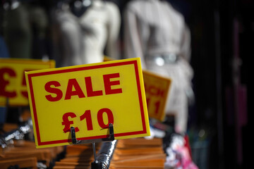 Sale price sign on a market stall