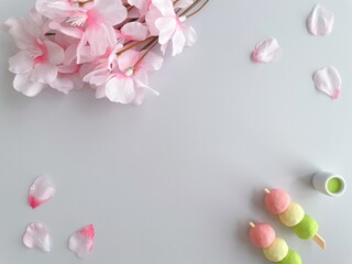 桜とお団子・お花見イメージの背景素材