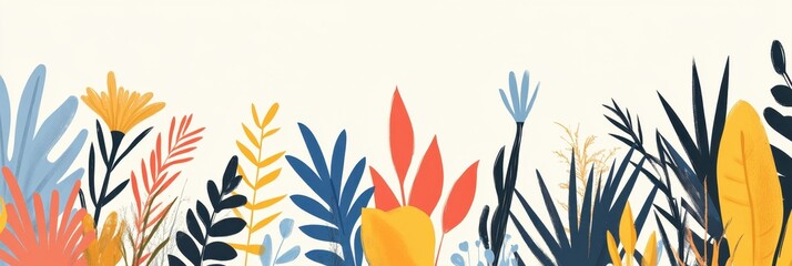 Vibrant Floral Border: A Colorful Botanical Illustration