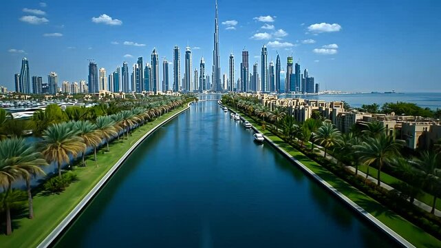 Panorama Skyline and Canal: A Stunning Aerial View