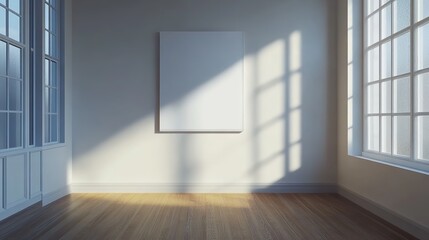 Living Room Interior with White Empty Poster on the Wall