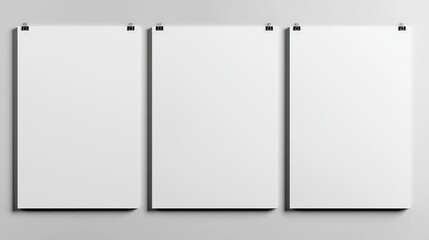 Three Blank Minimalist Posters Mockup  White Background   Clean Design   High Resolution I