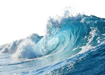 powerful ocean wave crashing with vibrant blue and white colors, showcasing beauty of nature force