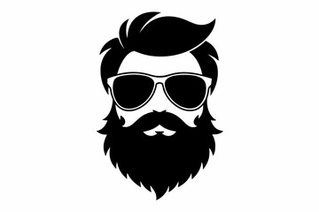 a beard with sun glass a mustache line art silhouette vector illustration