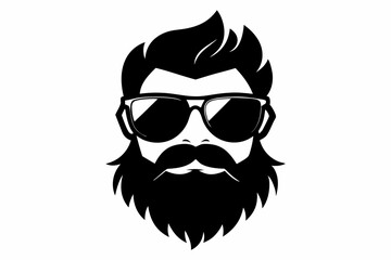 a beard with sun glass a mustache line art silhouette vector illustration