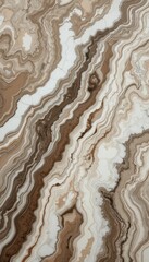 Abstract Brown and White Marble Pattern with Swirling Textures