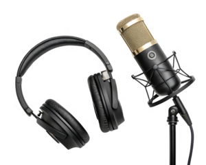 Professional microphone and headphones for audio recording