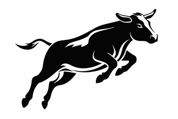 a cow is jumping line art silhouette vector illustration