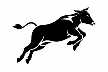 a cow is jumping line art silhouette vector illustration