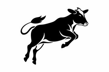 a cow is jumping line art silhouette vector illustration
