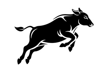a cow is jumping line art silhouette vector illustration
