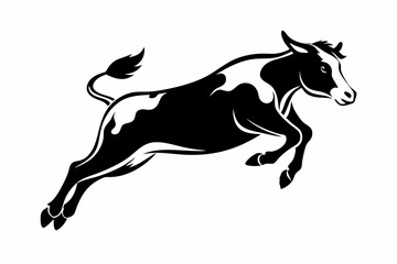 a cow is jumping line art silhouette vector illustration