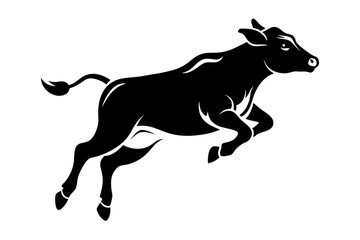 a cow is jumping line art silhouette vector illustration