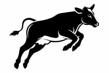 a cow is jumping line art silhouette vector illustration