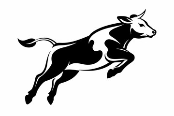a cow is jumping line art silhouette vector illustration