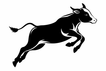 a cow is jumping line art silhouette vector illustration