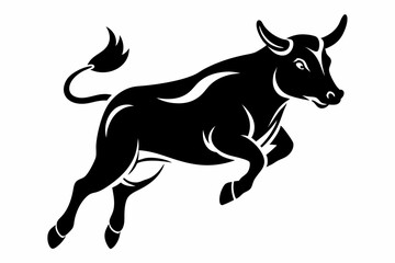 a cow is jumping line art silhouette vector illustration
