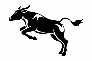 a cow is jumping line art silhouette vector illustration