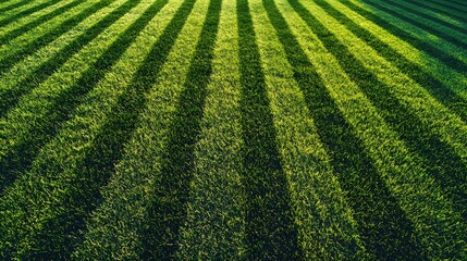 well-maintained grassy field background textures with alternating light and dark green stripes. These stripes are likely created by mowing the grass in opposite directions. 