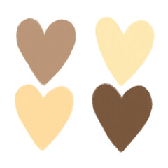 Set of yellow and brown heart shaped icon