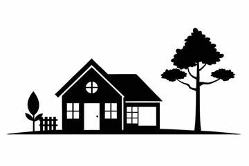 a minimalist house icon line art silhouette vector illustration