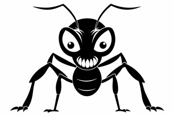 angry ant line art silhouette vector illustration