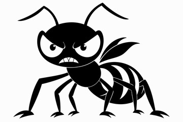 angry ant line art silhouette vector illustration