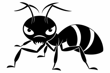 angry ant line art silhouette vector illustration