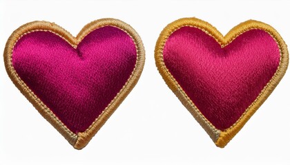 Fototapeta premium heart embroidered patch badge on isolated transparent background