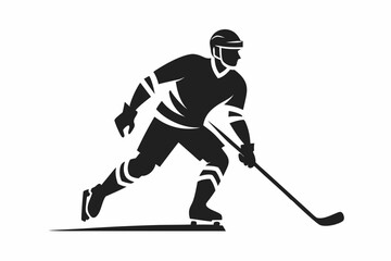 athlete hockey player minimalistic figure line art silhouette vector illustration